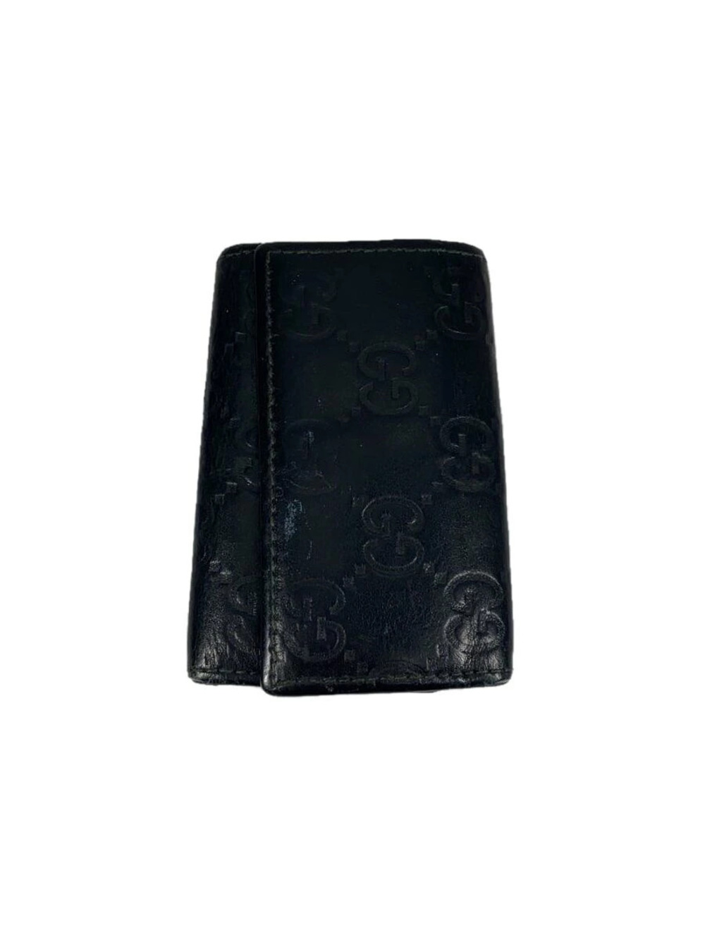 Gucci Key Case Wallet Gucci Guccissima Faux Leather Black